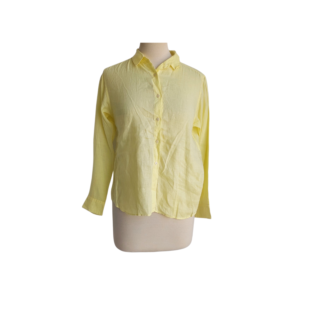 Uniqlo Light Yellow Semi Sheer Button Down Shirt | Gently Used |