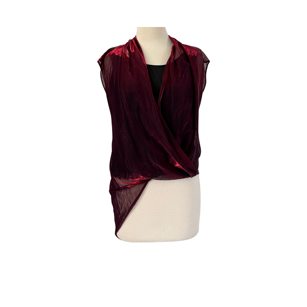 STAR Red & Black Metallic Wrap Top | Brand New |