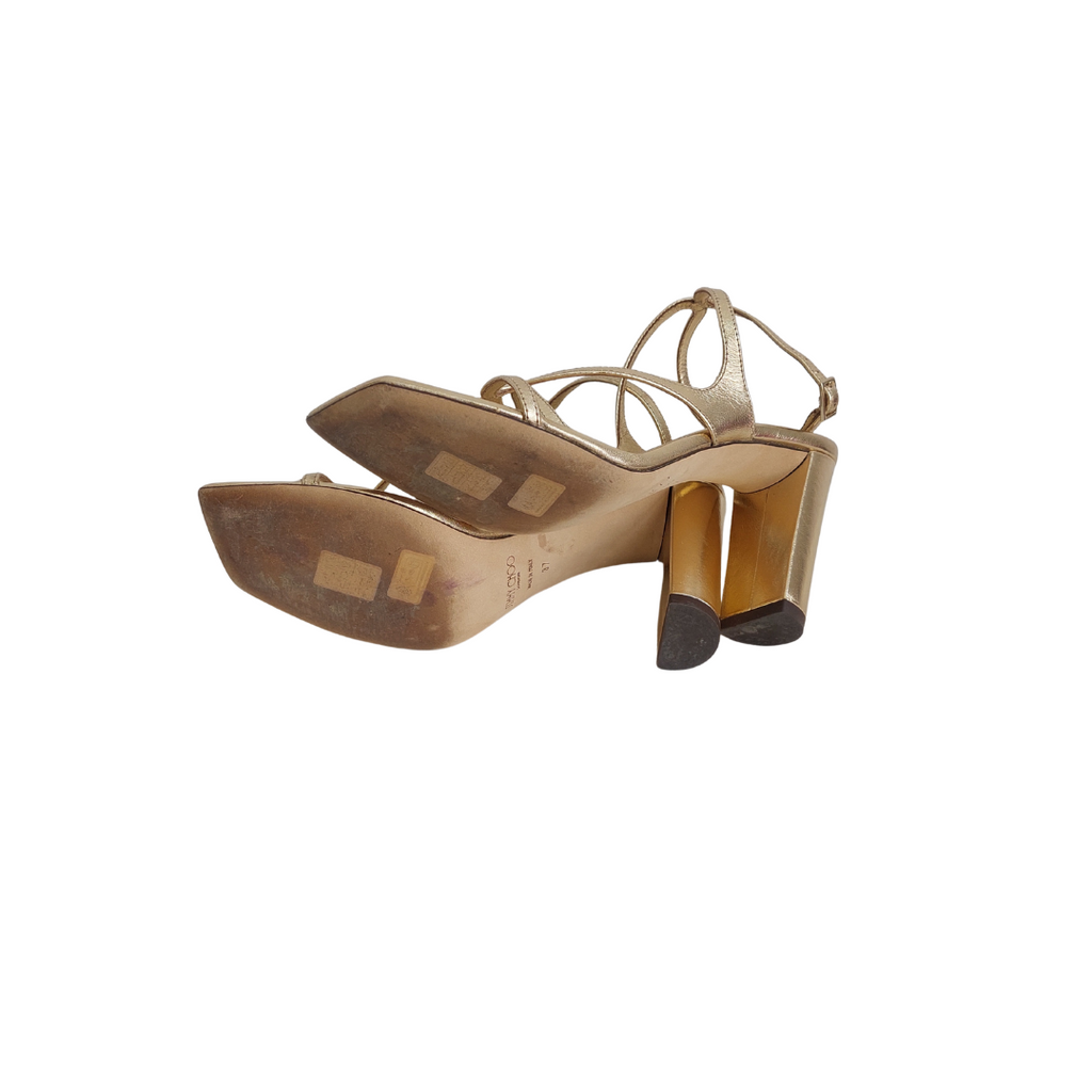 Jimmy Choo Gold Metallic Leather Azie 85 Sandals | Gently used |