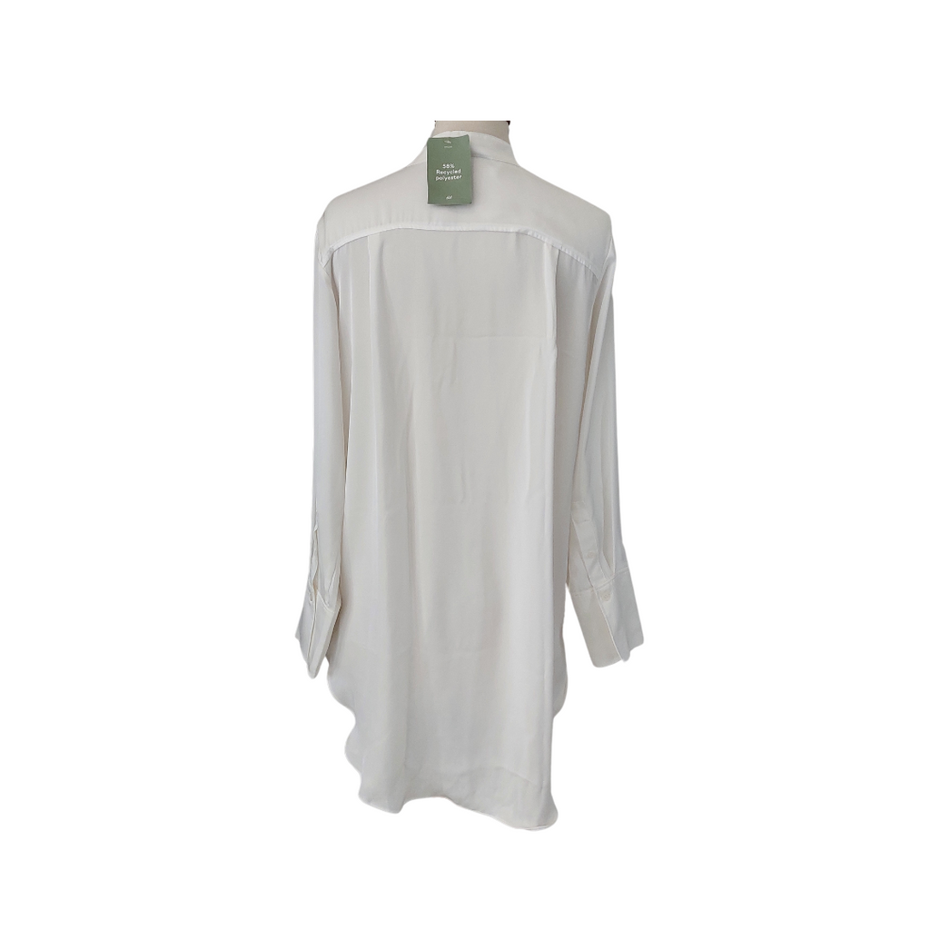 H&M White Long Satin Shirt | Brand New |