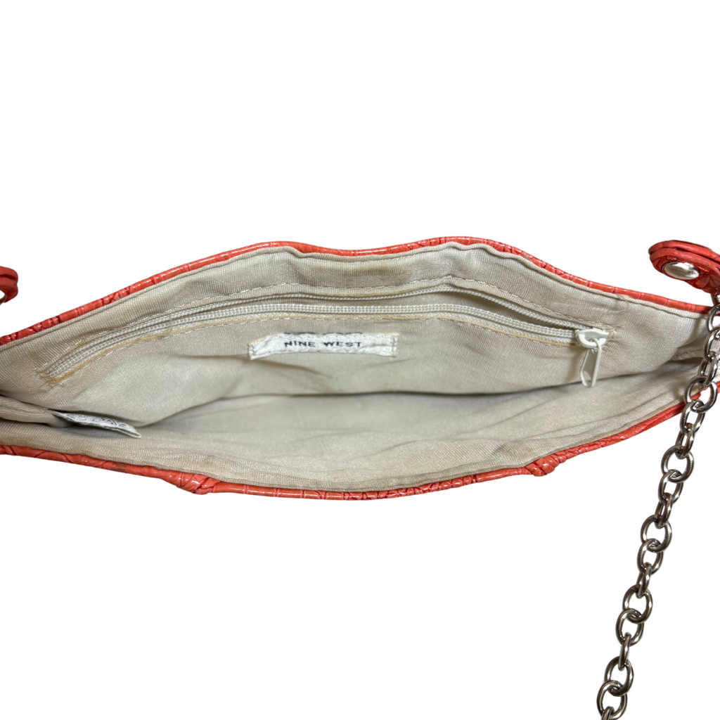 Nine West Orange Patent Leatherette Crossbody Bag | Pre Loved |