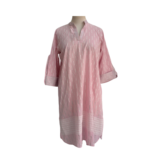 Blocked Pink And Silver Print Kurta  | Pre Loved |
