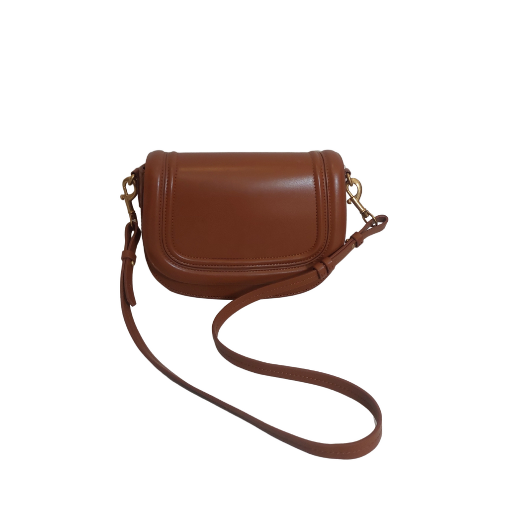 ZARA Tan Leatherette Saddle Crossbody Bag | Pre Loved |