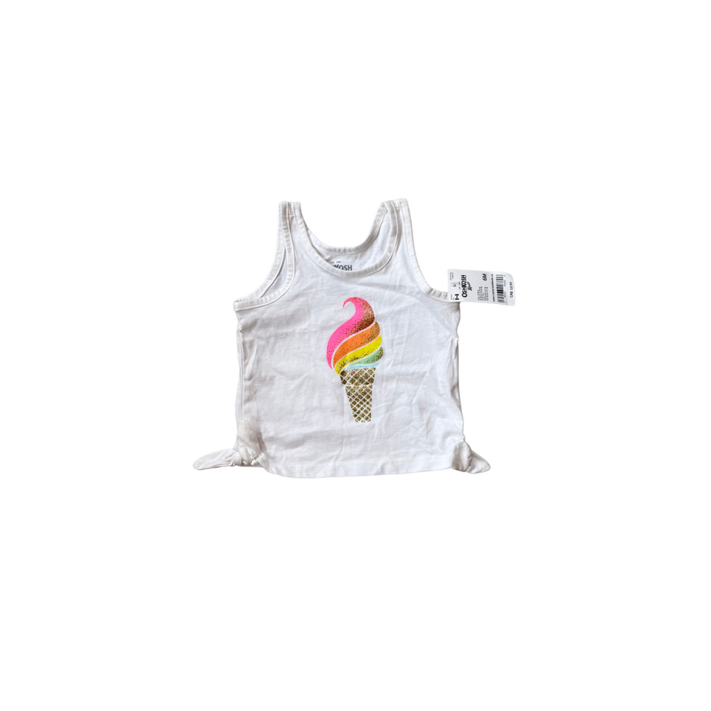 Oshkosh White Sleeveless 'Ice Cream' top (6 Months) | Brand New |