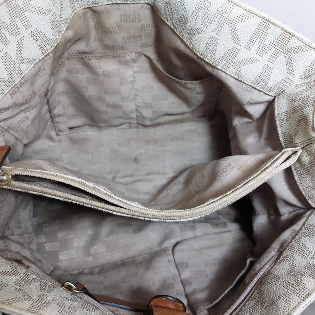 Michael Kors Hamilton Monogram MK Logo Gold Chain Tote Bag | Pre Loved |