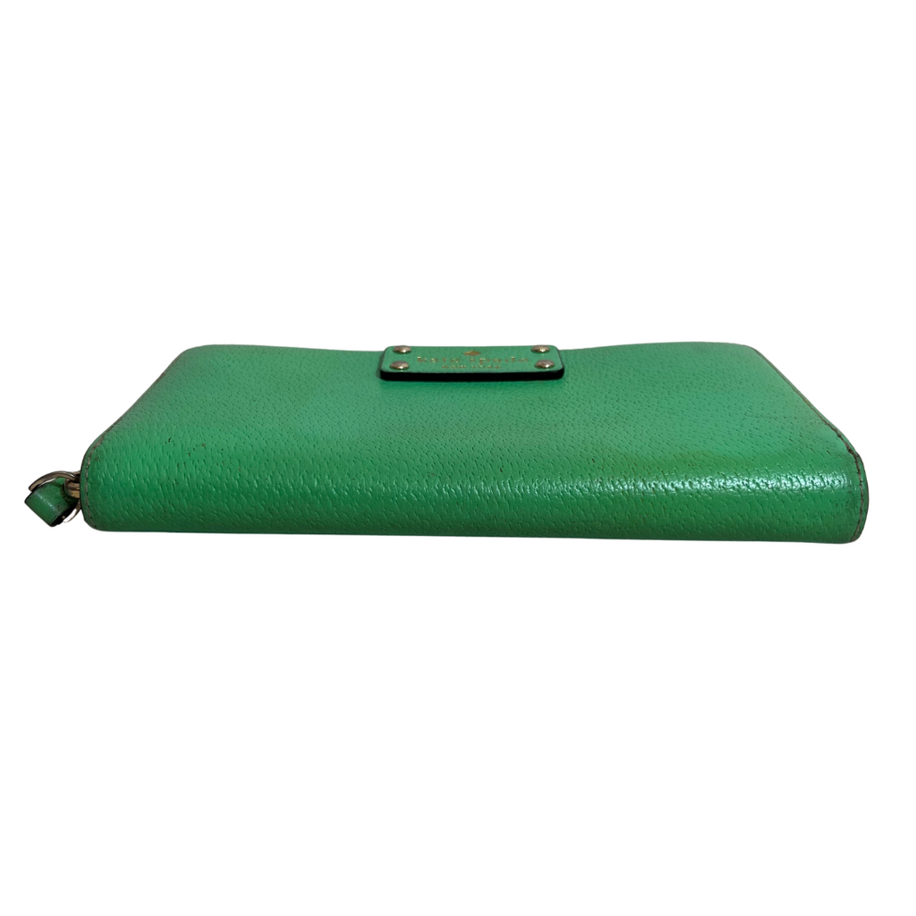 Kate Spade Green Neda Wellesley Zip Around Wallet | Pre Loved |