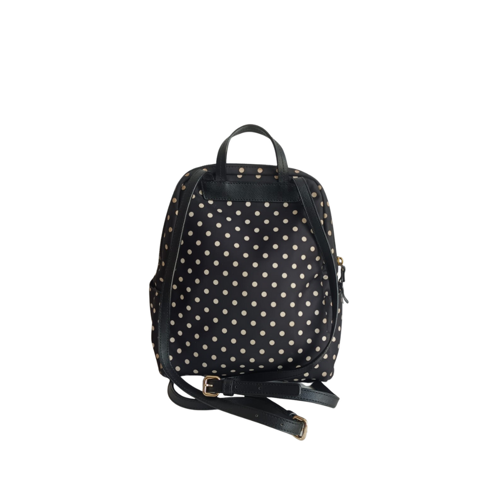 Kate Spade Black Polka Dot Leather Trim Backpack | Pre Loved |