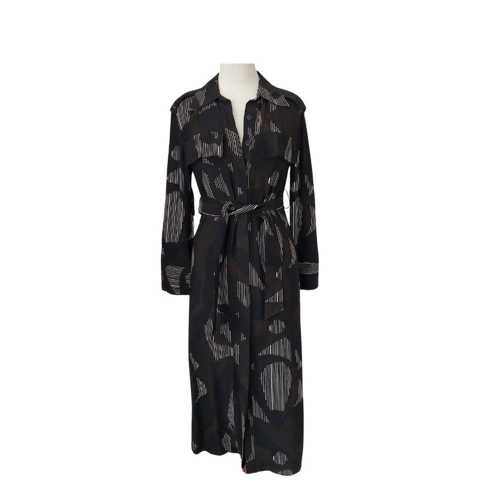 Massimo Dutti Black & Brown Printed Midi Dress | Gently Used |