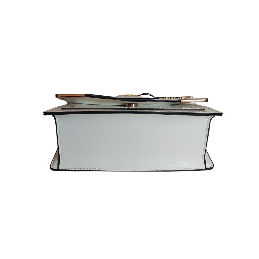 River Island White Croc Textured Faux Leather Crossbody Bag | Pre Loved |