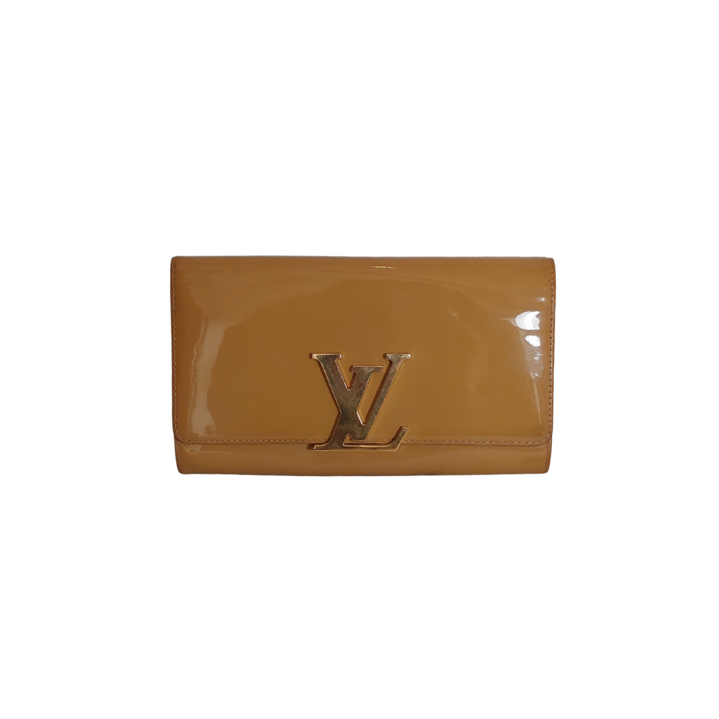 Louis Vuitton Beige Vernis Leather Louise Clutch | Pre Loved |