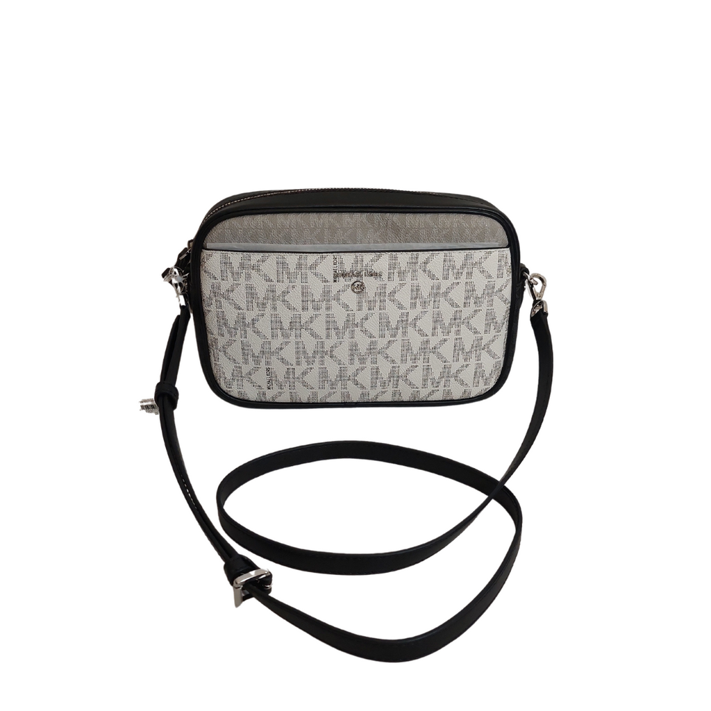 Michael Kors Black & White Jet Set Charm Camera Crossbody Bag | Brand New |