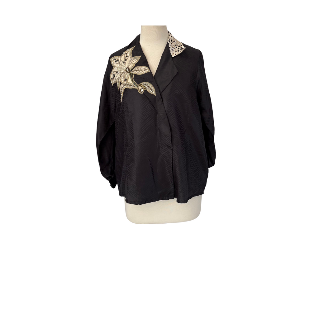 Wardah Saleem Black Silk Embroidered Co-ord Set | Pre Loved |