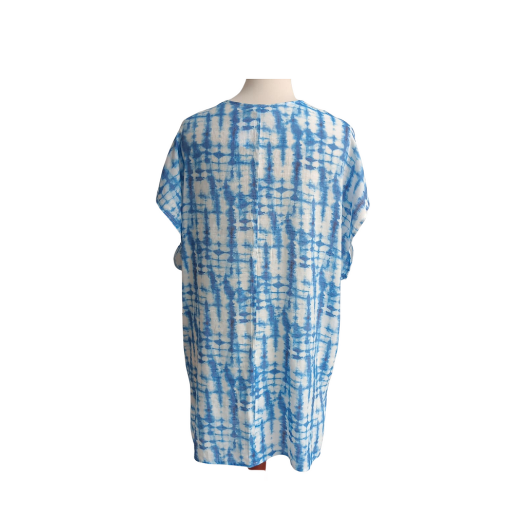 Tahari Blue & White Tie dye Cap Sleeve Tunic | Like New |