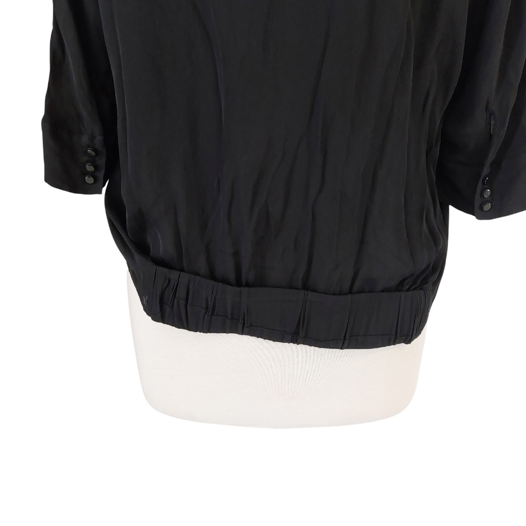 Massimo Dutti Black 100% Silk Plain Top | Gently Used |