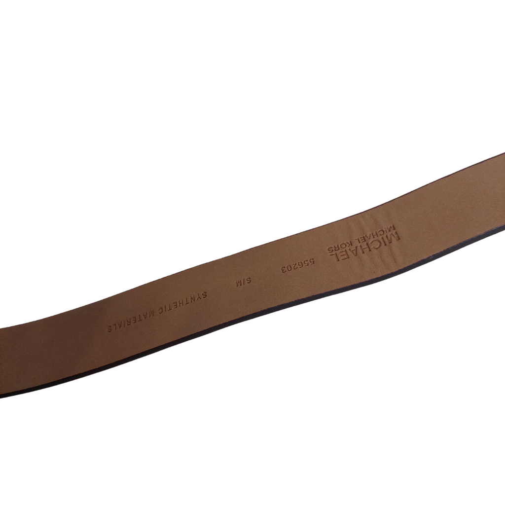 Michael Kors White & Brown Monogram Center Stripe Faux-Leather Belt Bag | Brand New |