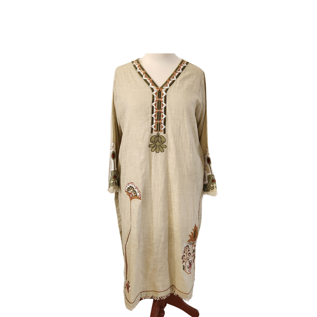 Sumaira Khanani Beige Embroidered Buttercream Kurta Set | Brand New |