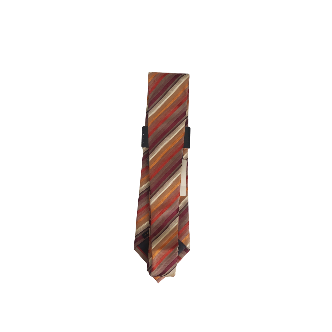 Van Heusen Burgundy & Gold Striped Silk Necktie | Brand New |