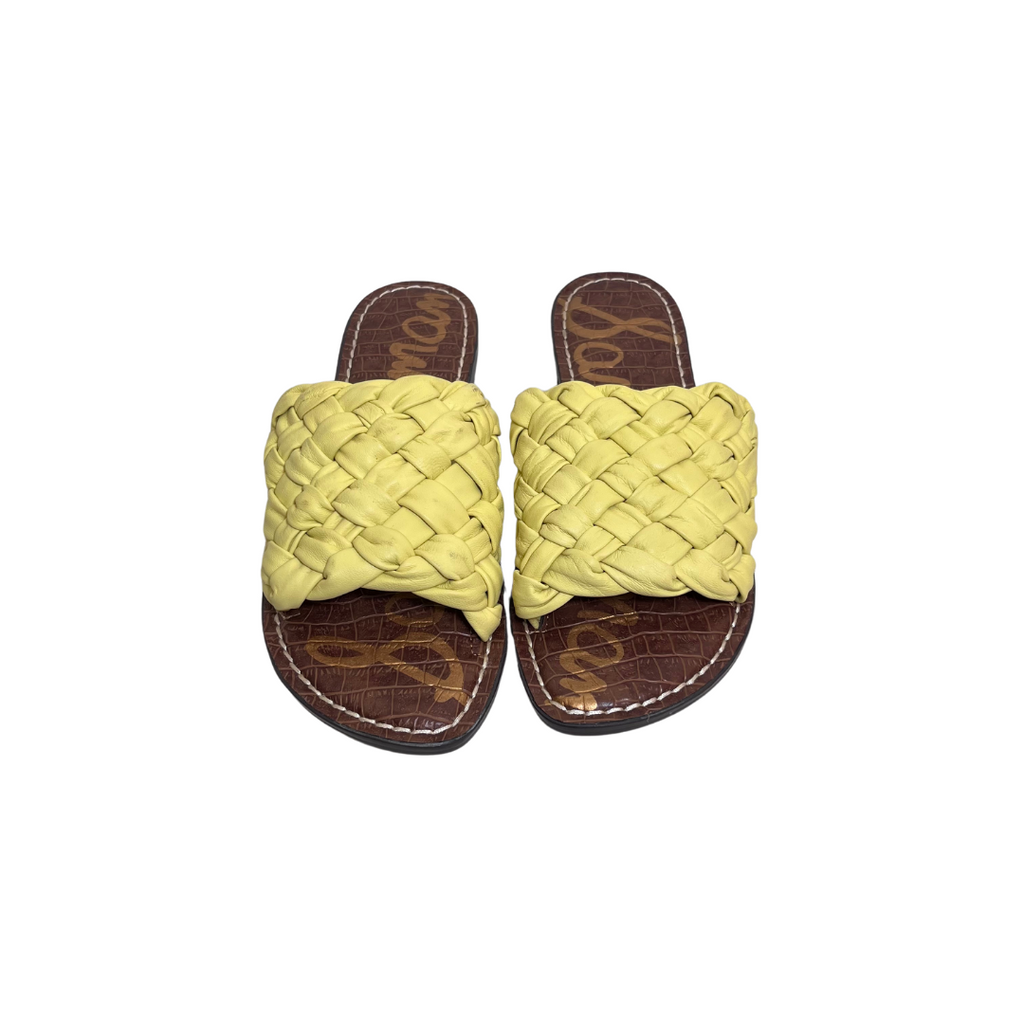 Sam Edelman Butter Yellow Griffin Woven Slide Sandals | Pre Loved |