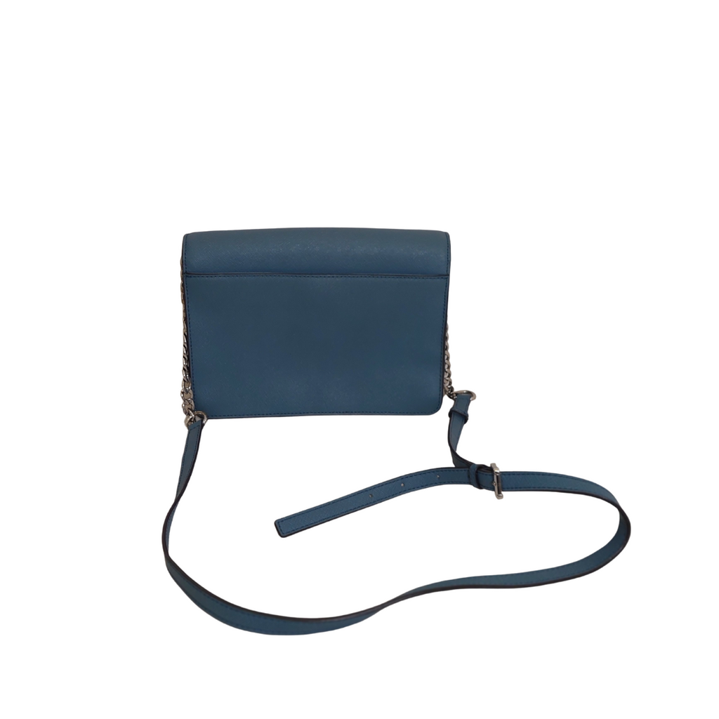 Michael Kors Blue Saffiano Leather Crossbody Bag | Pre Loved |