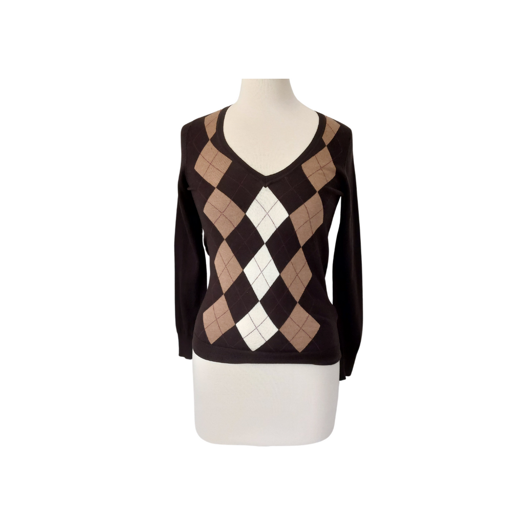 Massimo Dutti Brown Cashmere & Silk V-neck Sweater | Gently Used |