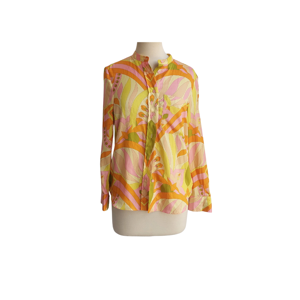 Zara Yellow & Orange Button Down Top | Pre Loved |