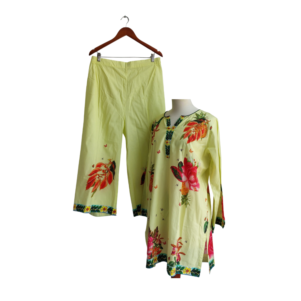 Nia Mia Lemon Yellow Floral Printed Co-ord Set | Pre Loved |
