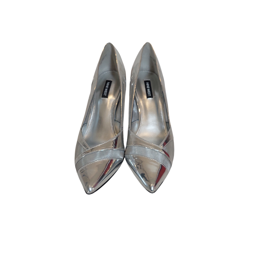 Nine West Silver Mirrored & Mesh Pointed Pumps | Gently Used |