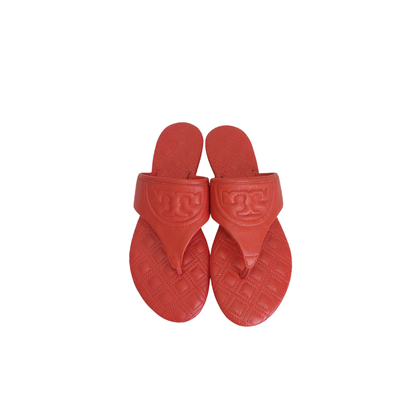 Tory Burch Orange Fleming Flat Thong Sandals | Pre Loved |