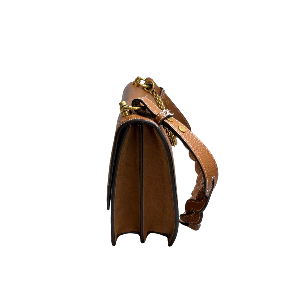 Tory Burch Tan Leather Miller Flap Shoulder Bag | Gently Used |