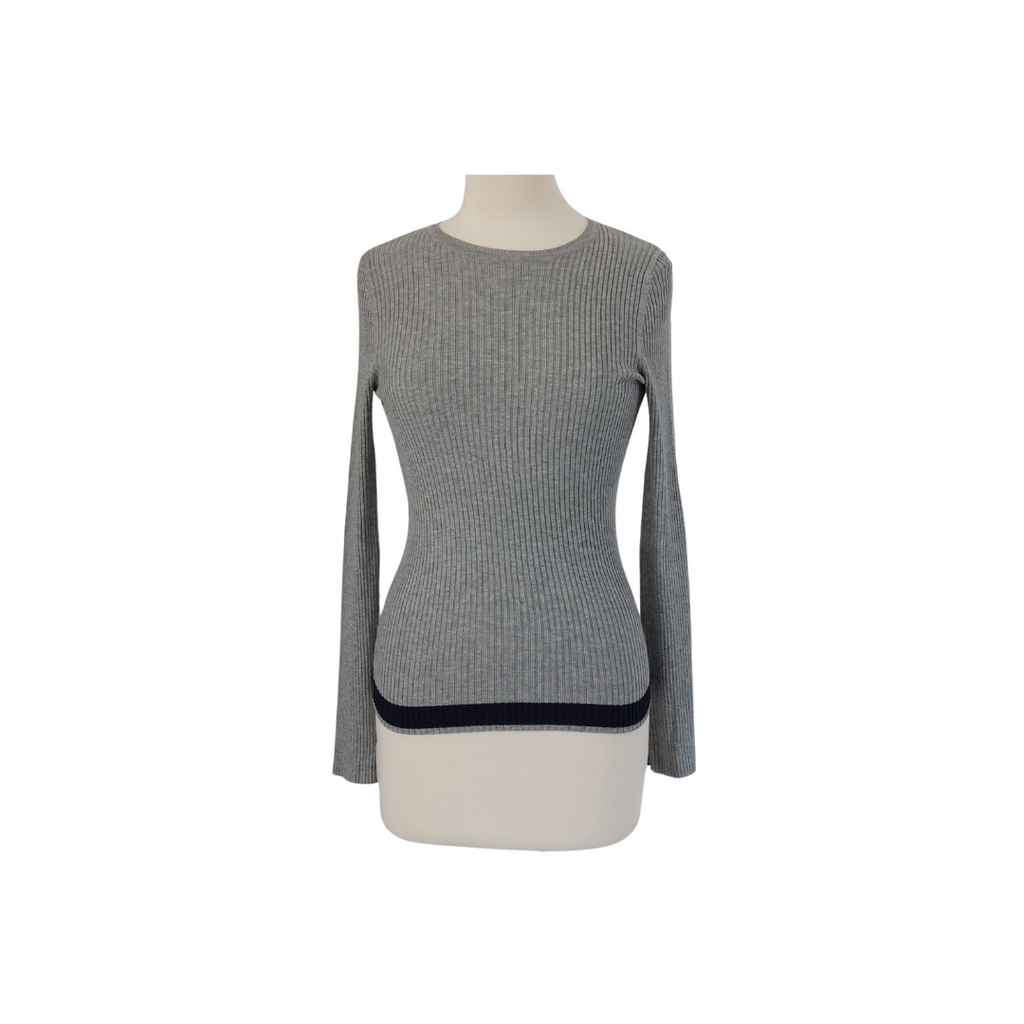 NEXT Grey Ribbed Crew-neck Knit Sweater | Gently Used |
