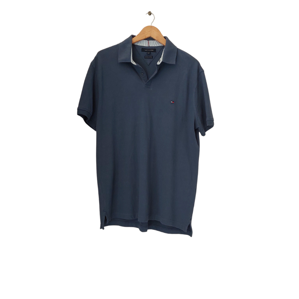 Tommy Hilfiger Men's Blue Polo Shirt | Pre Loved |