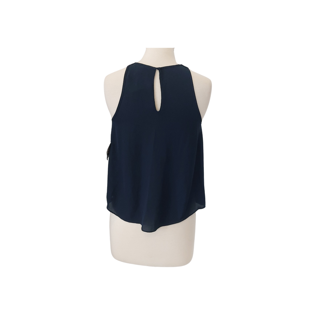 ZARA Navy Sleeveless Pleated Blouse | Brand New |