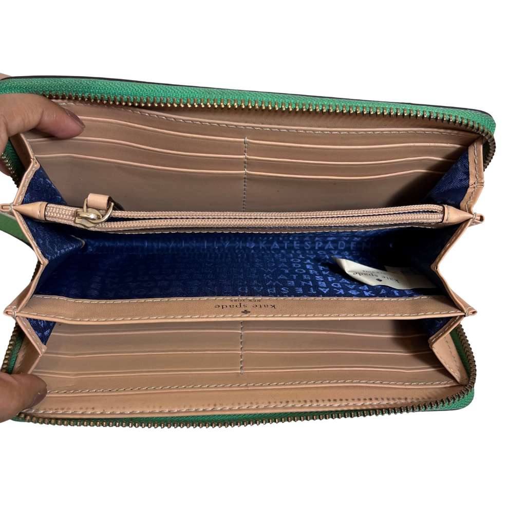 Kate Spade Green Neda Wellesley Zip Around Wallet | Pre Loved |