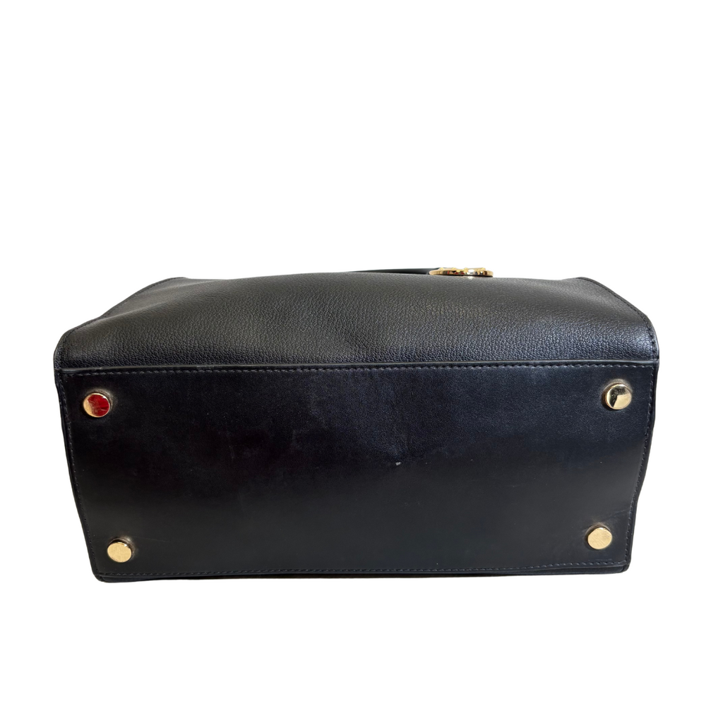 Michael Kors Black Avril Large Pebbled Leather Top-Zip Satchel Bag | Pre Loved |