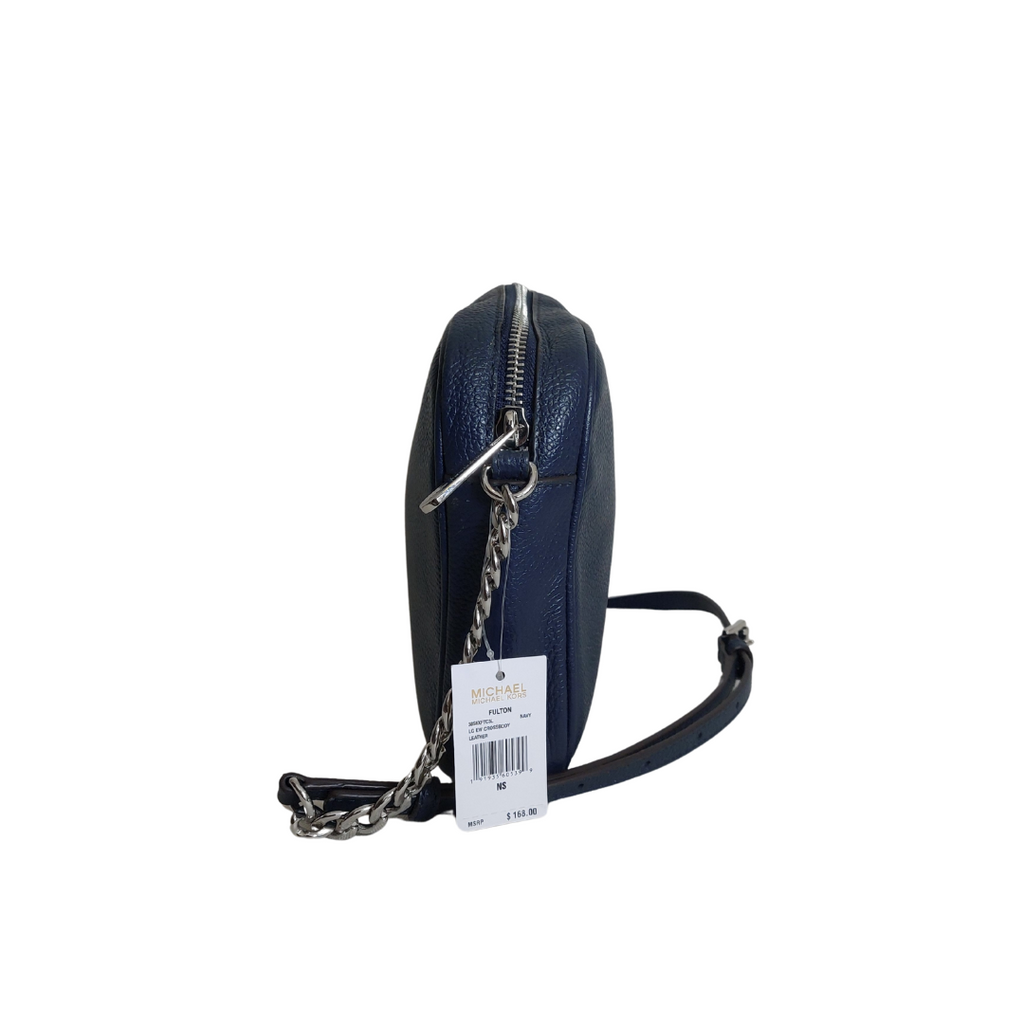 Michael Kors Navy Fulton Large EW Pebbled Leather Crossbody Bag  | Brand New |