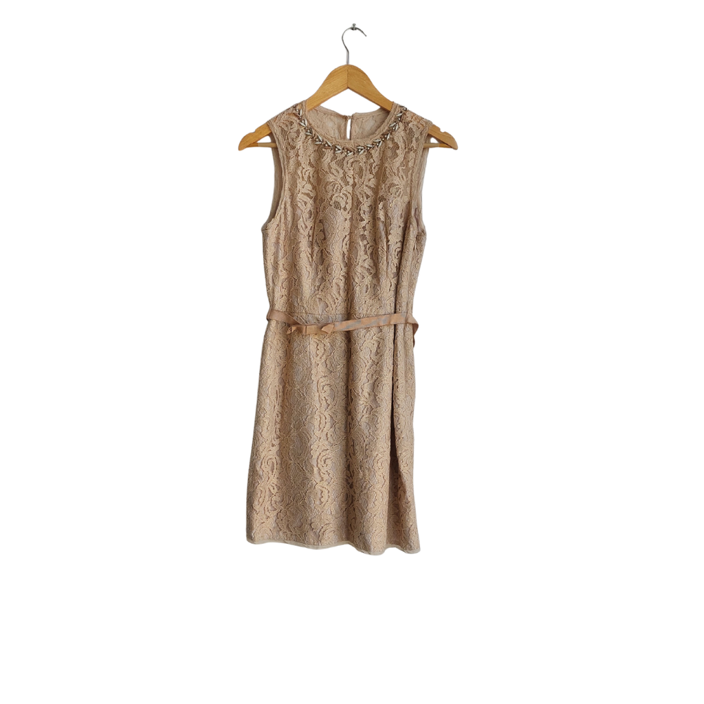 Karen Millen Beige Lace Embellished Short Dress | Gently Used |