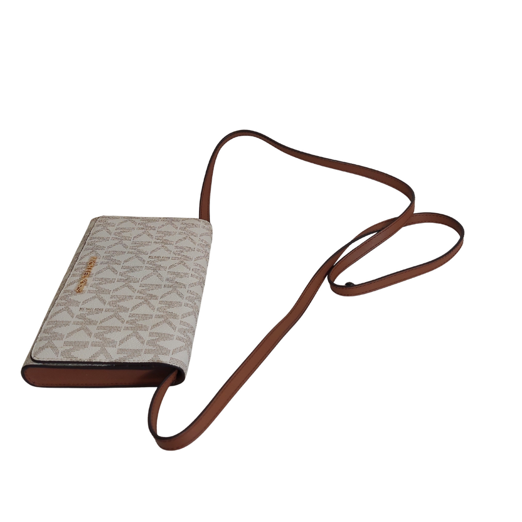 Michael Kors Vanilla Monogrammed Leather Crossbody Bag | Gently Used |