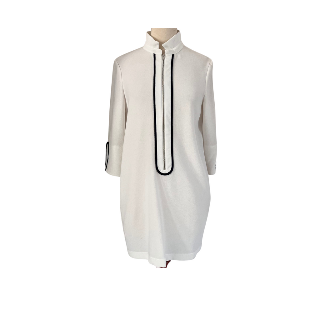 Sfera White & Navy Trim Front Zip Tunic | Brand New |