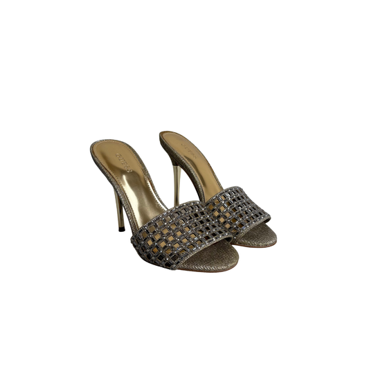GUESS Mably Gold Embellished Shimmery Metallic Thin Stiletto Heels | Gently Used |