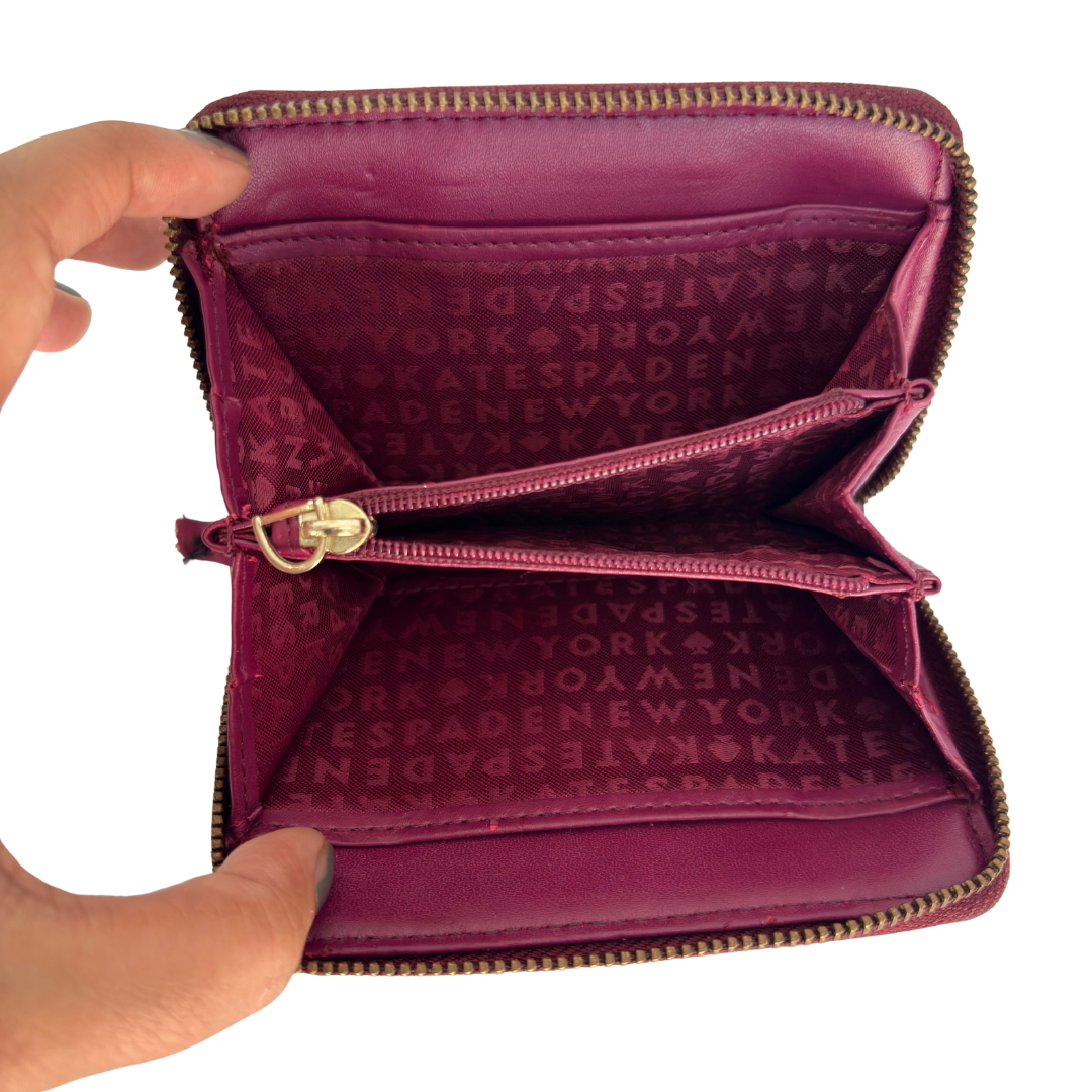 Kate Spade Oxblood Small Zip Around Wallet | Pre Loved |