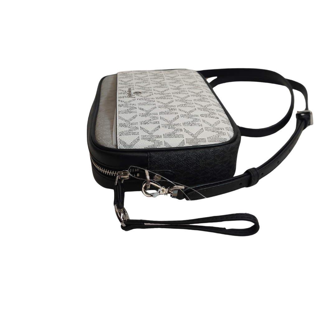 Michael Kors Black & White Jet Set Charm Camera Crossbody Bag | Brand New |