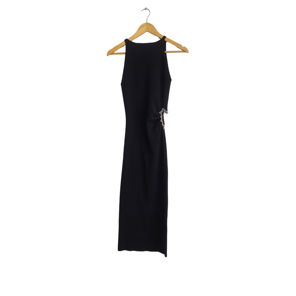 Zara Black Rhinestone Detail Side Cut Out Detail Dress | Gently Used |