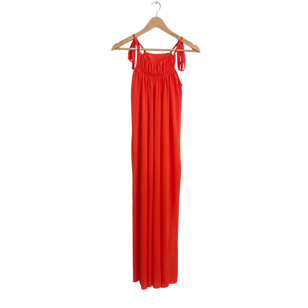 Zara Orange Pleat Detail Sleeveless Dress | Gently Used |