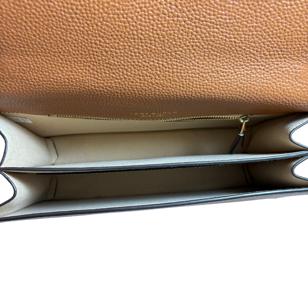 Tory Burch Tan Leather Miller Flap Shoulder Bag | Gently Used |