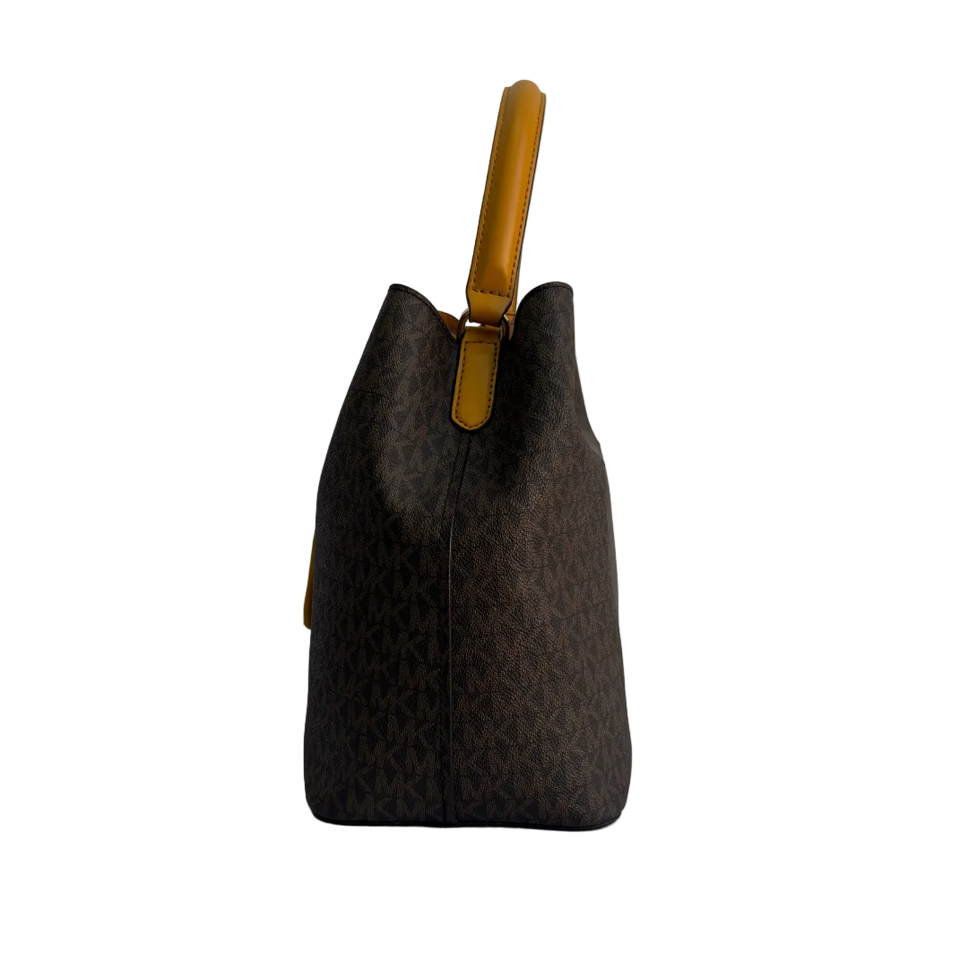 Michael Kors Suri Brown Marigold Signature Bucket Bag | Pre Loved |