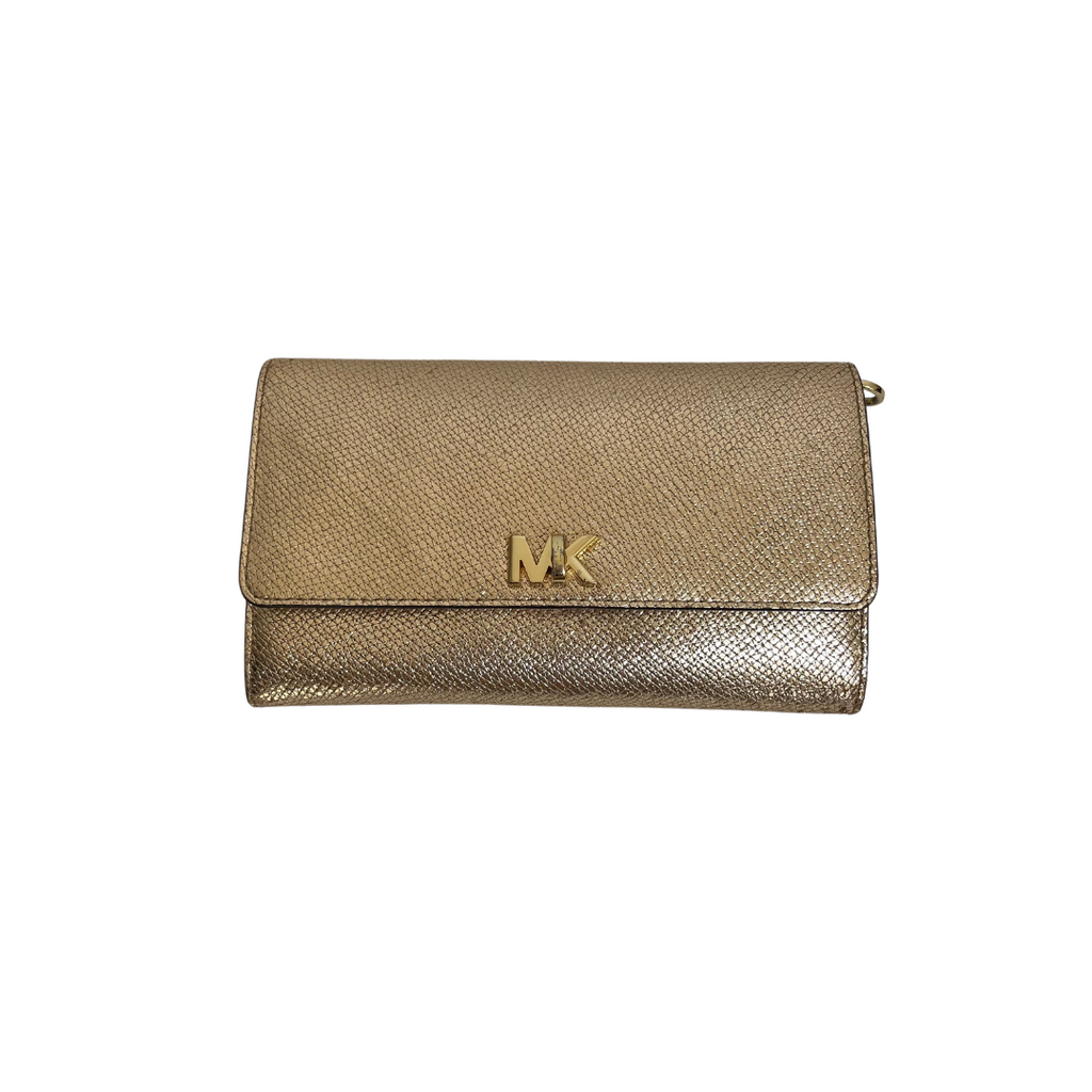 Michael Kors Gold Leather Wallet-On-Chain | Pre Loved |