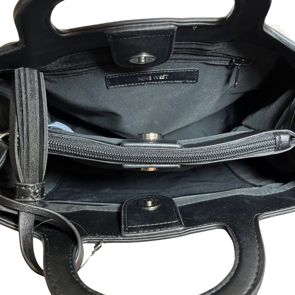 Nine West Black Leatherette Satchel  | Gently Used |