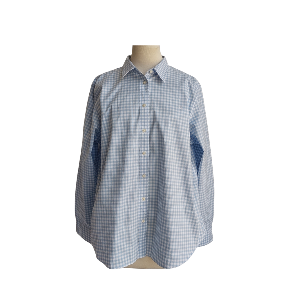 Ralph Lauren Light Blue Check Print Collared Shirt | Pre Loved |