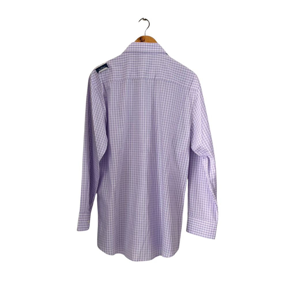 The Savile Row Company Men's Purple & White Checked Cotton Collared Shirt | Brand New |