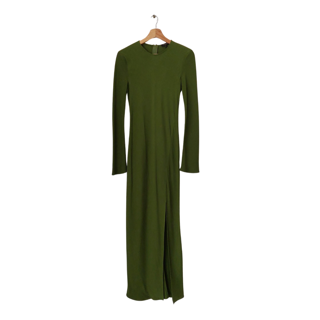 Massimo Dutti Green Front Slit Maxi Dress | Pre Loved |